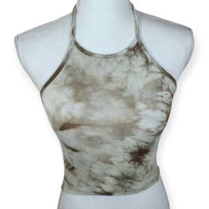 FULL TILT ARMY GREEN TIE DYE CROPPED HALTER TOP SZ.XS GUC.